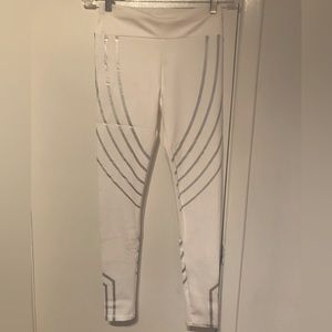 White gym leggings. Full length.